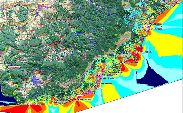Пример радиопокрытия южного берега Крыма