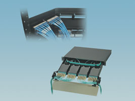 Претерминированные решения: вверху – медножильные, внизу – оптические многоволоконные (на примере продуктов Panduit)